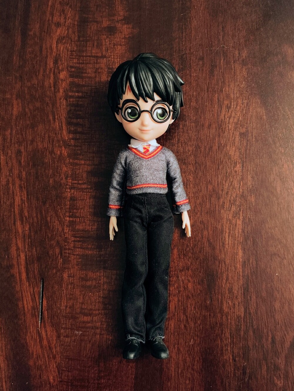 Collectible Boy Doll in Grey Sweater and Black Pants